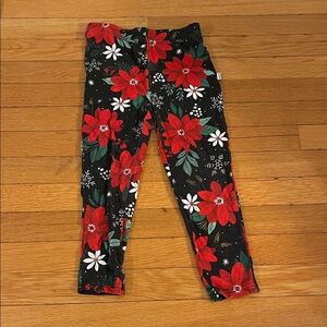 Little Sleepies Red and Black Floral Leggings